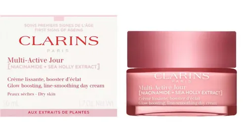 Clarins Multi-Active Jour Niacinamide + Sea Holly Extract 50ml - Sonstige Gesichtspflegeartikel, reichhaltige Tagescreme mit 93% natürlichen Inhaltsstoffen, mildert Hautalterung und spendet intensive Feuchtigkeit.