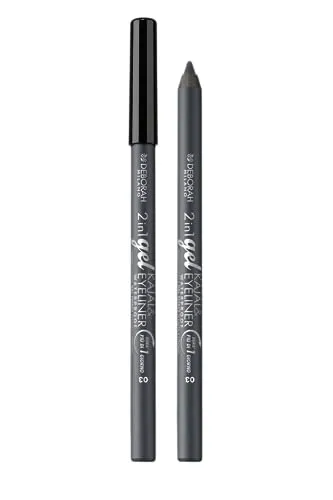 Deborah Milano 2-in-1 Kajal und Eyeliner, wasserfest, 03 Grau, langanhaltend, wasserfest, ultra-pigmentiert und cremig, verleiht einen intensiven und definierten Look, 1,21 g