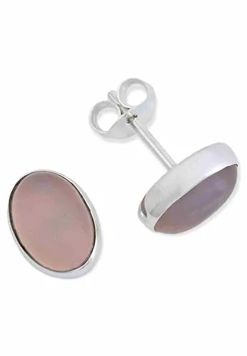 Ohrstecker 925 Silber Rosenquarz rosa Stein Edelstein Ohrringe echt Silber Damen Sterling Silber Stecker Geschenk(MOS-040-07)