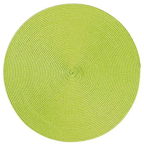 Haus und Deko Platzset Polypro Bastoptik rund ca. 35 cm Ø Anis abwaschbar Tischset Platzdeckchen