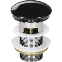 LuxeBath Ablaufgarnitur für Waschbecken mit Überlauf Schwarz Glänzend