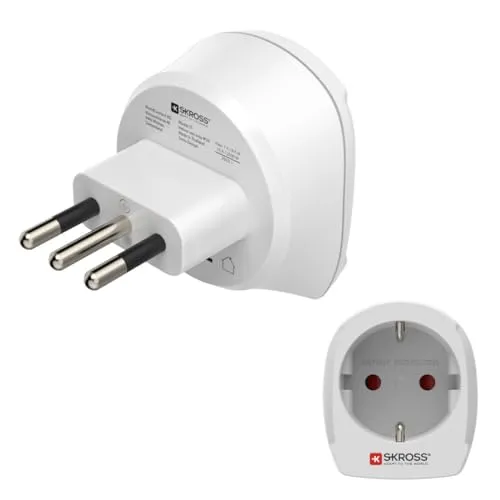 Hama Reiseadapter Italien, Reisestecker Typ L (für Reisende aus Deutschland und Europa, für Schutzkontakt Stecker, Konturen- und Eurostecker, auch für Reisen nach Chile, Kuba, Tunesien etc.) weiß