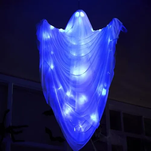 JOYIN Großer leuchtender Halloween-Hängegeist mit blauem Licht für Spukhaus-Requisite und Halloween-Innen- und Außendekoration