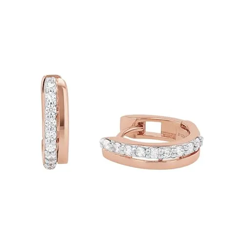 Amor Creolen 925 Sterling Silber Damen Ohrschmuck mit Zirkonia - Ohrringe für Damen, aus 925 Sterling Silber, mit funkelnden Zirkonia, perfekt als Geschenk in edler Schmuck Geschenk Box für besondere Anlässe.