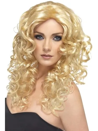 Smiffys Glamour Perücke, Blond, Lang, Lockig Halloween