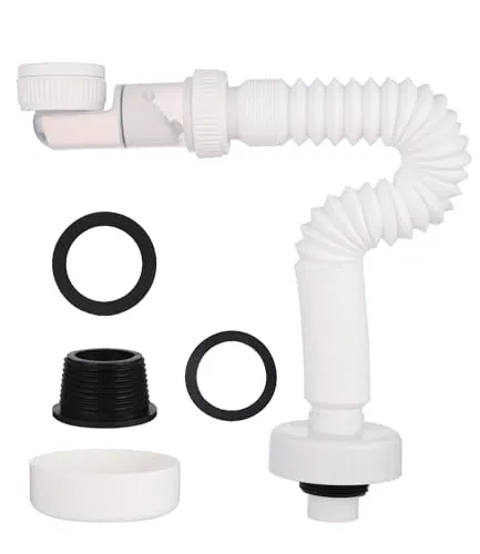 1/4 Inch Siphon,Siphon waschbecken,Space-Saving Siphon for the Bathroom, 360° Adjustable Siphon Sink, Drain Pipe with Odour Trap,Abflussrohr waschbecken
