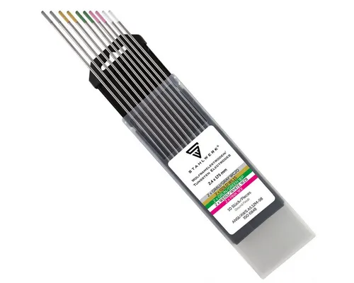 STAHLWERK Wolframelektroden 10er Set, 2,4 mm - Schweiß-Zubehör mit 7 Jahren Garantie, perfektem Züdverhalten und hervorragenden Leiteigenschaften für hochwertige WIG-Schweißanwendungen.