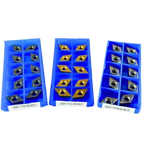 10x DCMT/DCGT Wendeschneidplatten ISO – VHM Wendeplatten für Stahl, Aluminium & Edelstahl – TiN, TiAlN beschichtet oder blank – Größen DCMT070204, 070208, 11T304, 11T308 (10x DCGT070204 Aluminium)