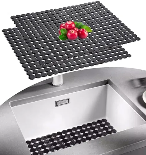 2er-Set Schutzmatte für Küche und Bad, PVC Spülbeckenmatte Zuschneidbare Abtropfmatte, Kann Angepasst Spülbeckenmatte Weich, Edelstahl Spülbecken Schutzmatte, Gegen Kratzer im Spülbecken, 30 * 40 cm