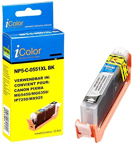 iColor Pixma mg 7150, Canon: Patrone für Canon (ersetzt CLI-551BK XL), Photo-Black mit CHIP (Pixma mg 5450, Nachfüllpatronen Drucker, IP 7200 Series)