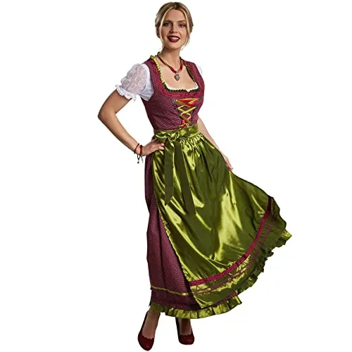 dressforfun Dirndl Damen Lang - Elegantes Maxi Trachtenkleid mit Strasssteinen - Dirndl für Damen mit feiner Schnürung und glamourösen Strasssteinen, ideal für Oktoberfest und festliche Anlässe. Der romantische Rüschen-Ausschnitt sorgt für eine feminine Silhouette.