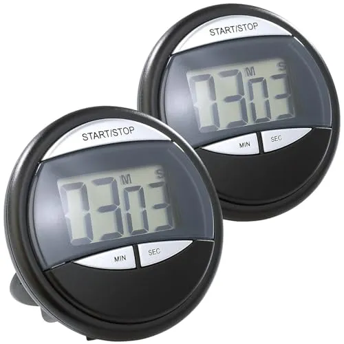 PEARL Kurzzeitmesser: 2er-Set digitale Küchen-Timer mit Magnethalterung, klappbarem Standfuß (Küchenuhr mit Timer, Uhren, Magnet)