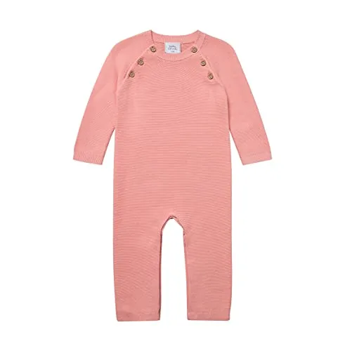 Stellou & friends Overall für Babys & Kleinkind, Baby-Kleidung aus 100% Baumwolle, Winteroverall, Onepiece mit Knöpfen in Holz-Optik und schrägen Raglanärmeln, OEKO-TEX zertifiziert (68, Rosa)