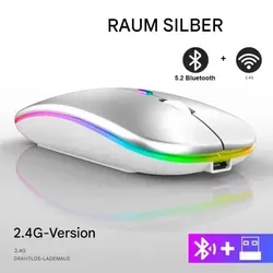 Kabellose RGB Gaming Maus – Wiederaufladbare Bluetooth Maus mit LED Hintergrundbeleuchtung, ergonomischem Design und 3600 DPI für Laptop und PC