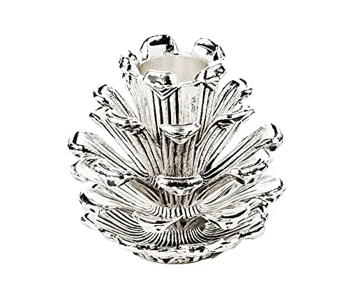 EDZARD Kerzenleuchter Zapfen, Aluminium vernickelt - Kerzenständer in Zapfenform, ideal für stilvolle Weihnachtsdekoration und setzt glamouröse Akzente in jedem Raum.