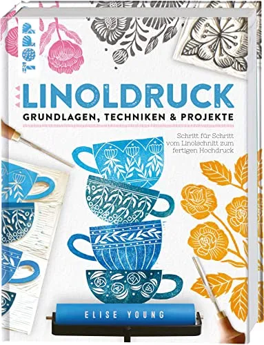 Linoldruck: Grundlagen, Techniken und Projekte - Drucktechnik Buch mit 144 Seiten und Anleitung, ideal für kreative Projekte und das Erlernen von Linoldrucktechniken.