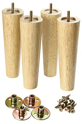 GOSCHE Möbelbeine 20 cm, Holz-Sofa-Beine 4er-Set, moderner Stil, Ersatz-Möbelfüße für Bett, Schrank, Stuhl, Schrank, Sessel, Couchtisch, Familie DIY Sofafüße mit Schrauben Montageplatte