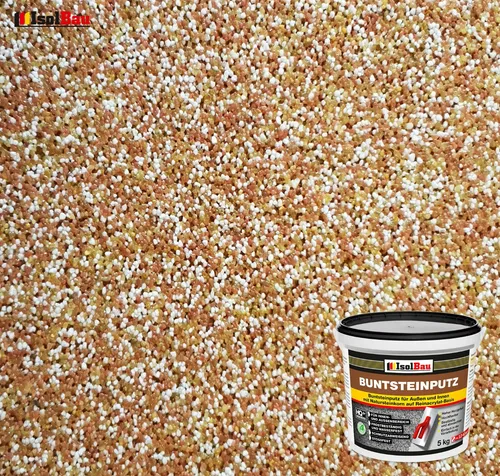 Buntsteinputz Mosaikputz BP 40 - Profiqualität in Braun, Weiß, Gelb - Mörtel, Putz, Zement & Gips – Flexibler, schnelltrocknender Buntsteinputz, ideal für Innen- und Außenanwendungen, frostbeständig und wasserfest, 5 kg Eimer.