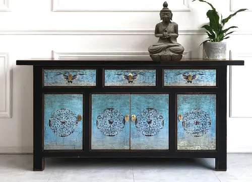 Chinesisches Sideboard im Vintage Shabby Chic Stil