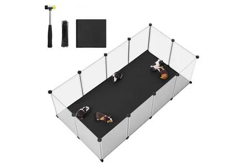 Produktbild Kleintiergehege mit Bodenplatten, Laufstall mit Abnehmbarer, weiß LPCDE009W01