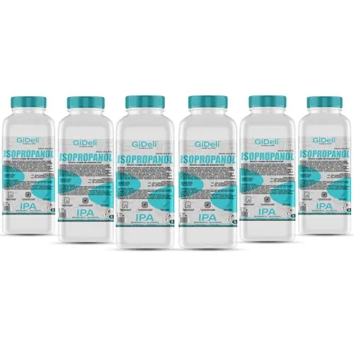 GiDeli Isopropanol 99,9% 6x 1 Liter - Isopropylalkohol Reiniger Hochprozentiger - Reinigungsalkohol für Elektronik, 3d Drucker zubehör, Glass, Bildschirmen und Linsen