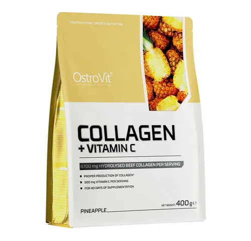 OstroVit Collagen + Vitamin C, Pineapple - für gesunde Haut und Gelenke - Diätergänzungsmittel mit Ananasgeschmack, unterstützt die Hautelastizität und stärkt Gelenke, ideal für einen aktiven Lebensstil.