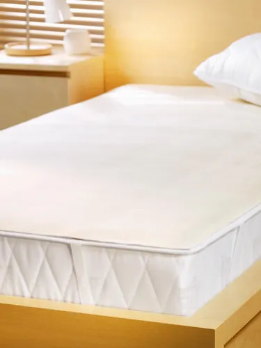 SETEX Matratzenschutzbezug für Allergiker, Beige 120x200 cm - Matratzenauflage aus 100% Bio-Baumwolle, atmungsaktiv und ideal für Hausstauballergiker. Pflegeleicht, kochfest bis 95°C, mit Rundum-Einfassung und 4 Eckgummis.