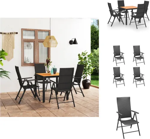 5-tlg. Garten-Essgruppe Schwarz & Braun – Komfortable Rattan Gartenmöbel