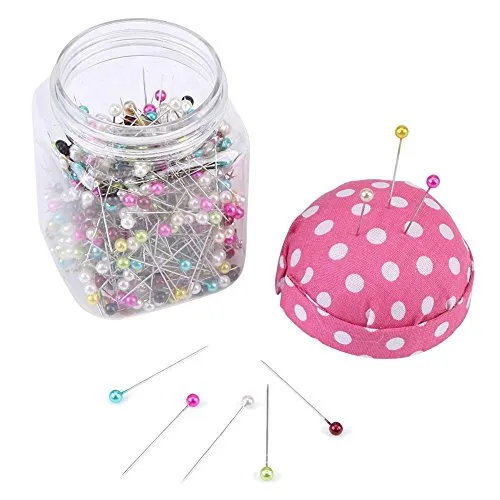 Stück Stecknadeln/Quilting Nadeln Verpackt, mit in rosa Stoff überzogenem Nadelkissen Flasche Hochzeitsdekoration Werkzeug zum Nähen, Handwerk 500