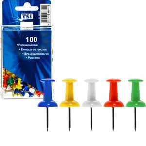 TSI Pinnadeln 48351, Kopf aus Kunststoff, farbig sortiert, 100 Stück