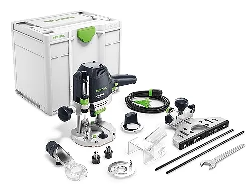 Festool Oberfräse OF 1400 EBQ-Plus - Professionelle Oberfräse für präzises Arbeiten, mit komfortablem Fräserwechsel und Feineinstellung für exakte Frästiefen - ideal für anspruchsvolle Holzprojekte.