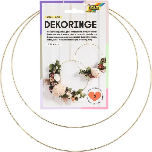 folia Deko-Ringe Metall 250 mm und 300 mm gold 2 Stück von folia