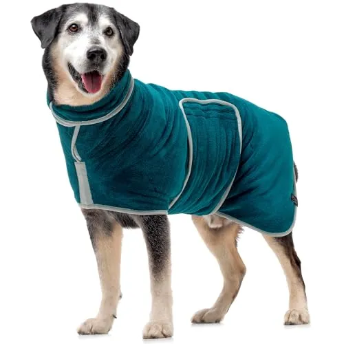Lucky Paws® Hundebademantel – doppellagiger, Ultra-absorbierender & luxuriös weicher Bademantel Hund – Hunde in Minuten trocknen – Hundehandtuch & Hunde Bademantel in 1 (M, Teal)