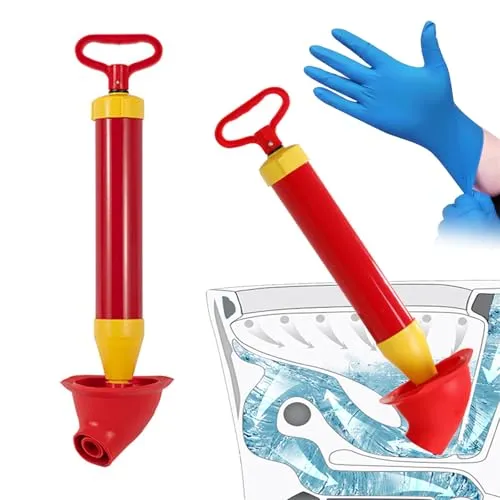 ZhouWei Saugglocke Abfluss, Abflussreiniger Pumpe mit Nitrilhandschuhe Pömpel Pressluft WC Rohrreinigungspumpe Pömpel Toilette Abfluss Schnelle Siphonreinigung Pressluft Rohrreiniger (Rot)