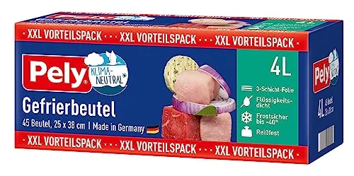 pely 8674 Gefrierbeutel, 4 L, 45 Beutel, Vorteilspack von pely