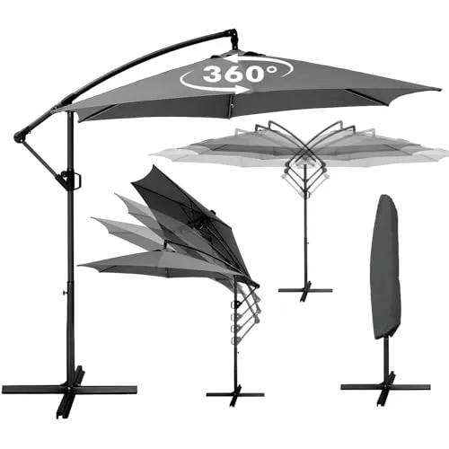 Deuline® ALU Ø300 cm 360° drehbarer Ampelschirm von Deuline