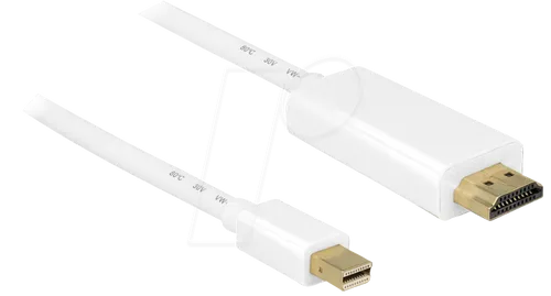 DELOCK 83707 - mini DisplayPort Stecker auf HDMI A Stecker, 2 m, weiß