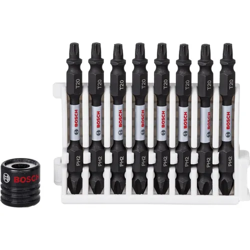 Bosch Professional Zubehör Doppelklingenbit-Set Impact Control, 9-teilig, PH2-T20, 65 mm, Magnethülse (2 608 522 336)