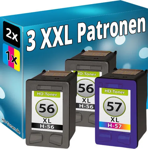 3x TINTE PATRONEN für HP 56 57 XL DESKJET450CI 5150 5550 5600 5650 5652 5850