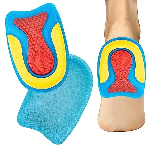 Paar Fersenpolster aus Silikongel, Fersensporn Einlagen Orthopädisch Fersenkissen, Soft Gel Einlegesohlen zur Linderung von Plantarfasziitis, Fersensporn und Achillesschmerzen (Rot, L (40-45)) 1