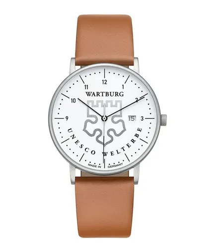 UMR Ruhla Quarzuhr Wartburg 30430-BR – Elegante Herrenuhr in Weiß und Braun