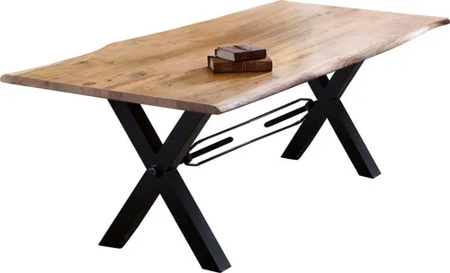 SIT Esstisch mit Baumkante, beige|schwarz 160 cm - Esstisch mit einzigartiger Baumkante aus Akazienholz, bietet Platz für gemütliche Mahlzeiten und ist ein echter Blickfang in jedem Esszimmer.