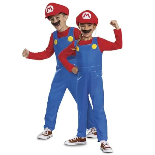 Super Mario Bros. Mario Kinderkostüm Elevated, offiziell lizenziert von Disguise, bequeme Passform und detailreiches Design, für die Altersgruppen 3-4, 5-6 und 7-8 Jahre