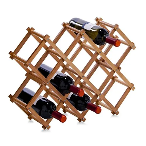 Zeller Present Ablageregal Weinregal für 10 Flaschen - Regal aus hochwertigem Bambus, ideal zur stilvollen Aufbewahrung von Weinflaschen, platzsparend mit kompakten Maßen von 54 x 14,5 x 38 cm.