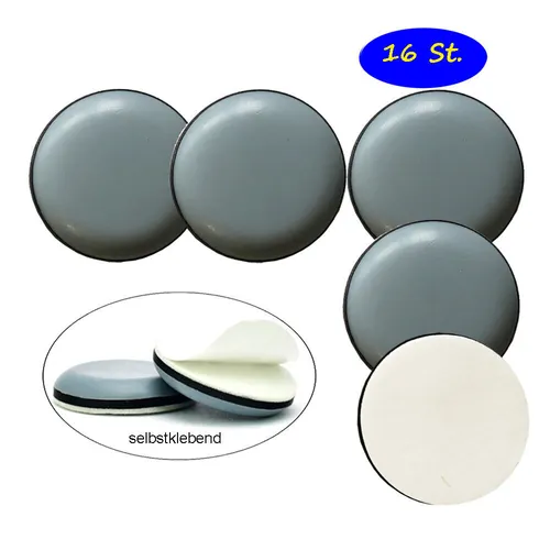 Stück Teflongleiter, Möbelgleiter, Bodenschutz, grau, Ø 19 mm, selbstklebend 16