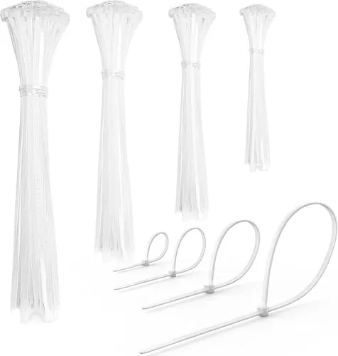 Stück Kabelbinder Set – 100/150/200/300 mm (je 50 Stück) – Verschiedene Größen, Super Haltbar & Selbsthemmend – Für Kabelmanagement,Haushalt & Werkstatt (Weiß, 200pcs) 200
