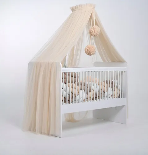 Baby Fancyroom Betthimmel aus 12 Meter Tüll - Betthimmel für Kinderbett in Vanille/Hellbeige, sorgt für eine traumhafte Schlafatmosphäre und ist bei 30 Grad waschbar.