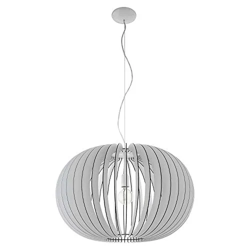 EGLO Stellato Pendelleuchte - Ø70 cm, Weiß - Lampen: Elegante Pendelleuchte mit Holzrahmen und lamellenförmigem Design, sorgt für sanftes Licht und ist ideal für modernes Wohnen.