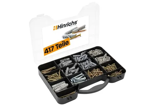 Hinrichs Schrauben- und Dübel-Set Hinrichs Dübel und Schrauben Koffer (wp), (417 Teile), im praktischen Aufbewarungskoffer