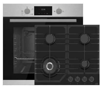 Einbau-Gasherdset Autark mit Backofen und 4 Brennern, 60cm Edelstahl - Kombiniert 69 Liter Umluftbackofen und 4 leistungsstarke Gasbrenner für präzises Kochen. Das moderne Design aus Edelstahl sorgt für Langlebigkeit und passt in jede Küche.